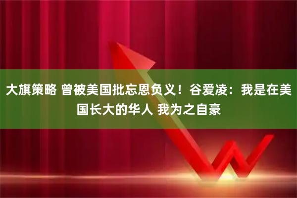 大旗策略 曾被美国批忘恩负义！谷爱凌：我是在美国长大的华人 我为之自豪